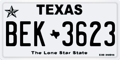 TX license plate BEK3623