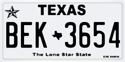 TX license plate BEK3654