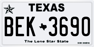TX license plate BEK3690