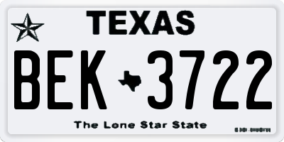 TX license plate BEK3722