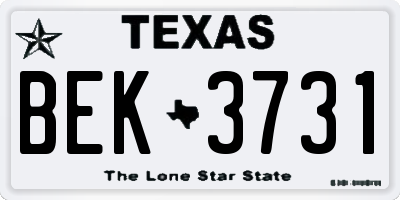 TX license plate BEK3731