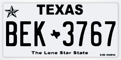 TX license plate BEK3767