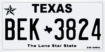TX license plate BEK3824
