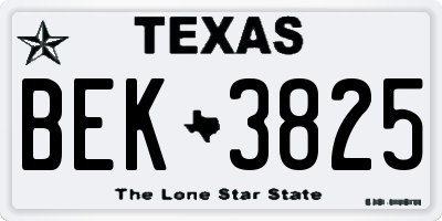 TX license plate BEK3825