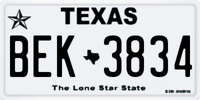 TX license plate BEK3834