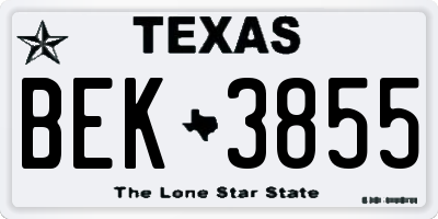TX license plate BEK3855