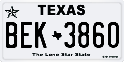 TX license plate BEK3860