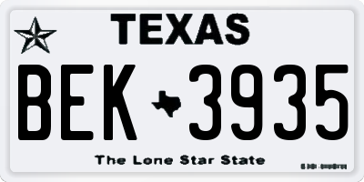 TX license plate BEK3935