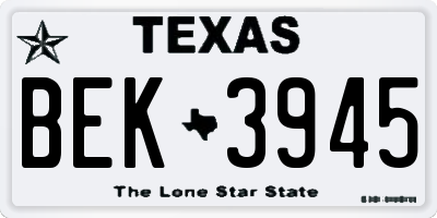 TX license plate BEK3945