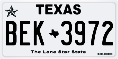 TX license plate BEK3972
