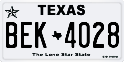 TX license plate BEK4028