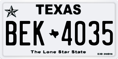 TX license plate BEK4035