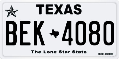 TX license plate BEK4080