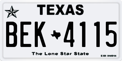 TX license plate BEK4115