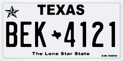 TX license plate BEK4121