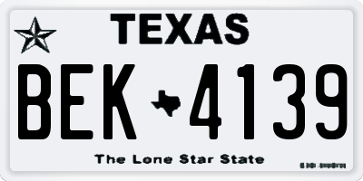 TX license plate BEK4139