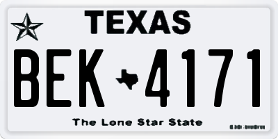 TX license plate BEK4171