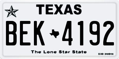 TX license plate BEK4192