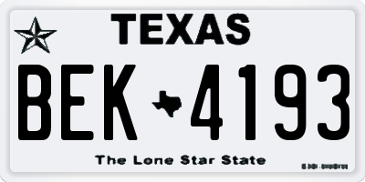 TX license plate BEK4193