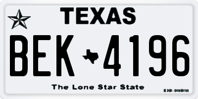 TX license plate BEK4196