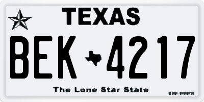 TX license plate BEK4217