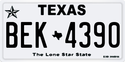 TX license plate BEK4390