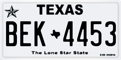 TX license plate BEK4453