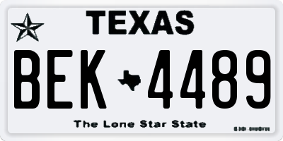 TX license plate BEK4489