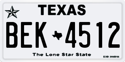 TX license plate BEK4512