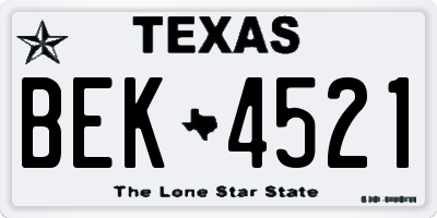 TX license plate BEK4521