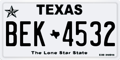 TX license plate BEK4532