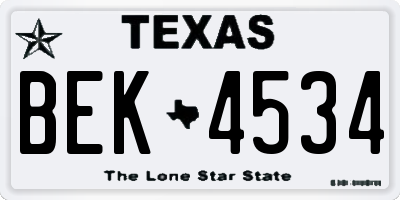 TX license plate BEK4534