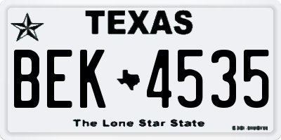 TX license plate BEK4535