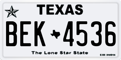 TX license plate BEK4536