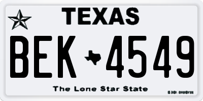 TX license plate BEK4549