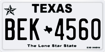 TX license plate BEK4560