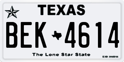 TX license plate BEK4614