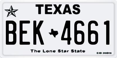 TX license plate BEK4661