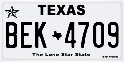 TX license plate BEK4709