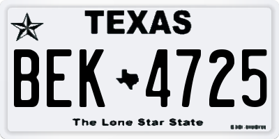 TX license plate BEK4725
