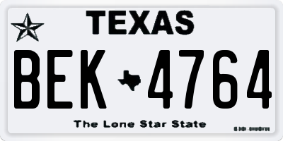 TX license plate BEK4764