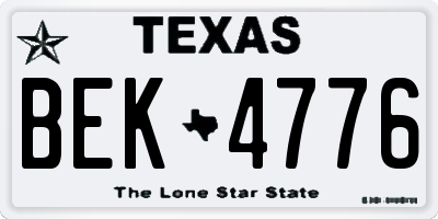 TX license plate BEK4776