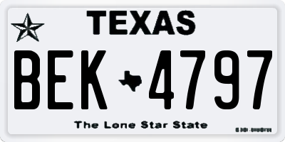 TX license plate BEK4797