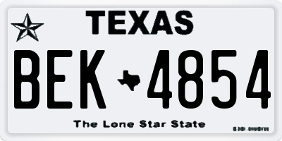 TX license plate BEK4854