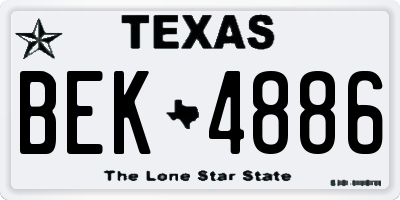 TX license plate BEK4886
