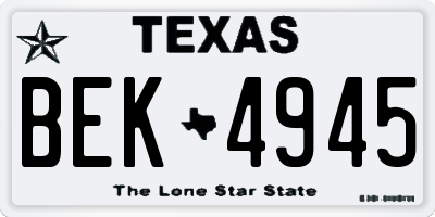 TX license plate BEK4945