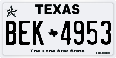 TX license plate BEK4953