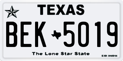 TX license plate BEK5019