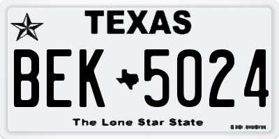 TX license plate BEK5024