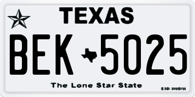 TX license plate BEK5025